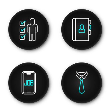 Satır kravat, arama işi, özgeçmiş ve simge. Vektör