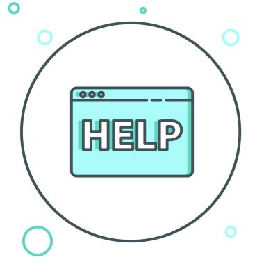 Satır Tarayıcı yardım simgesi beyaz arkaplanda izole edildi. İnternet iletişim protokolü. Renkli taslak konsepti. Vektör