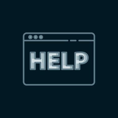 Satır Tarayıcı yardım simgesi siyah arkaplanda izole edildi. İnternet iletişim protokolü. Düz çizgili, gölgeli. Vektör