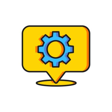 Beyaz arkaplanda dişli simgesi olan renk konumu. Düz çizgili, gölgeli. Vektör