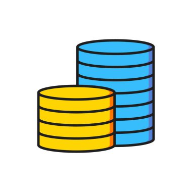 Renk Bozukluğu para simgesi beyaz arkaplanda izole edildi. Bankacılık işareti. Para sembolü. Düz çizgili, gölgeli. Vektör