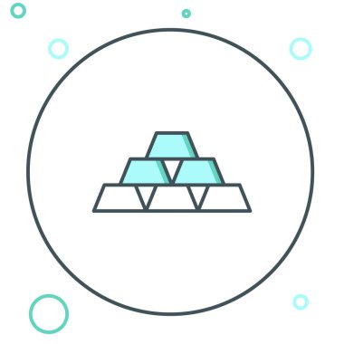 Satır Altın çubukları simgesi beyaz arkaplanda izole edildi. Bankacılık işi konsepti. Renkli taslak konsepti. Vektör