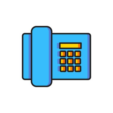 Renkli Telefon simgesi beyaz arkaplanda izole edildi. Sabit telefon. Düz çizgili, gölgeli. Vektör