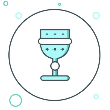 Orta Çağ çizgi kadeh simgesi beyaz arkaplanda izole edildi. Renkli taslak konsepti. Vektör