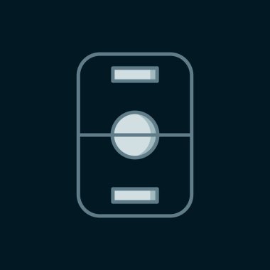 Çizgi hokeyi masası simgesi siyah arkaplanda izole edildi. Düz çizgili, gölgeli. Vektör