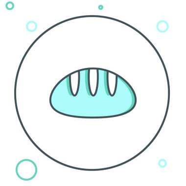 Ekmek çubuğu simgesi beyaz arkaplanda izole edildi. Renkli taslak konsepti. Vektör