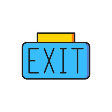 Renk Çıkış simgesi beyaz arkaplanda izole edildi. Acil durum ikonunu ateşle. Düz çizgili, gölgeli. Vektör