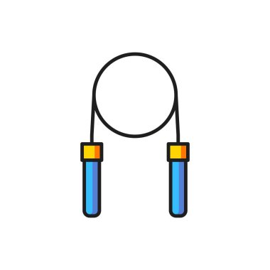 Beyaz arkaplanda renk atlama ipi simgesi izole edildi. İp atlıyorum. Spor malzemeleri. Düz çizgili, gölgeli. Vektör