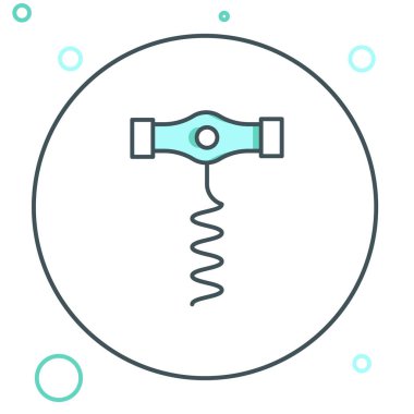 Beyaz arka planda şarap tirbuşonu simgesi izole edildi. Renkli taslak konsepti. Vektör