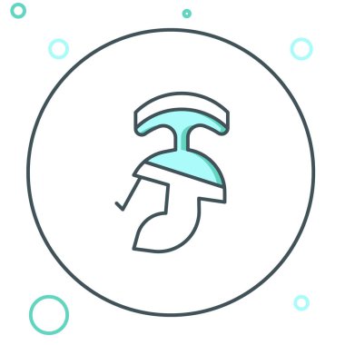 Roma askeri miğfer simgesi beyaz arka planda izole edildi. Renkli taslak konsepti. Vektör