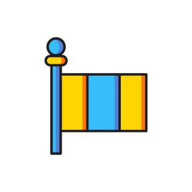 Beyaz arkaplanda izole edilmiş renkli İtalya simgesi. Düz çizgili, gölgeli. Vektör