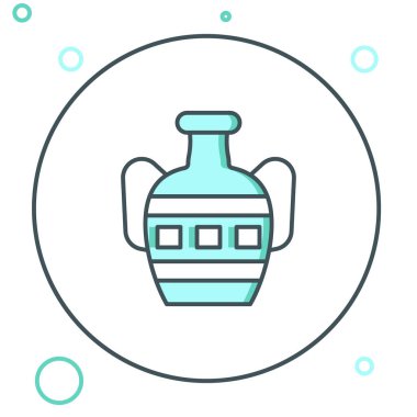 Beyaz arkaplanda izole edilmiş Antik amfora çizgisi simgesi. Renkli taslak konsepti. Vektör