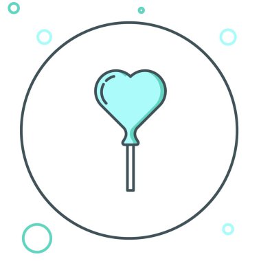 Beyaz arka planda izole edilmiş kurdele ikonu olan kalp şeklinde çizgi balonları. Renkli taslak konsepti. Vektör