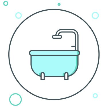 Küvet çizgisi simgesi beyaz arkaplanda izole edildi. Renkli taslak konsepti. Vektör