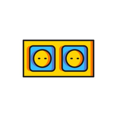 Renkli Elektrik çıkış simgesi beyaz arkaplanda izole edildi. Elektrik prizi. Rosette sembolü. Düz çizgili, gölgeli. Vektör