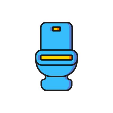 Beyaz arka planda izole edilmiş renkli klozet simgesi. Düz çizgili, gölgeli. Vektör