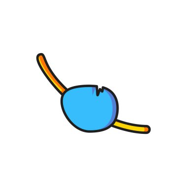 Beyaz arkaplanda izole edilmiş Korsan göz bandı simgesi. Korsan aksesuarı. Düz çizgili, gölgeli. Vektör