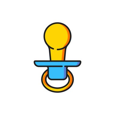 Renkli Bebek Emzik simgesi beyaz arkaplanda izole edildi. Çocuk oyuncağı. Düz çizgili, gölgeli. Vektör