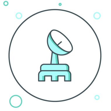 Radar simgesi beyaz arkaplanda izole edildi. Arama sistemi. Uydu sinyali. Renkli taslak konsepti. Vektör