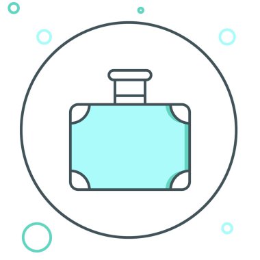 Seyahat simgesi için satır çantası beyaz arkaplanda izole edildi. Seyahat bagaj tabelası. Seyahat bagaj ikonu. Renkli taslak konsepti. Vektör