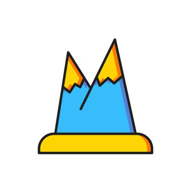 Renk Dağları simgesi beyaz arkaplanda izole edildi. Zaferin ya da başarının sembolü. Düz çizgili, gölgeli. Vektör