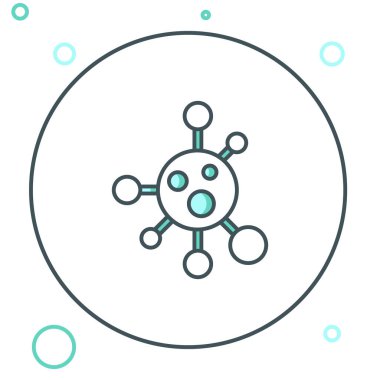 Molekül simgesi beyaz arkaplanda izole edildi. Kimya moleküllerinin yapısı, fen öğretmenlerinin yenilikçi eğitim posteri. Renkli taslak konsepti. Vektör