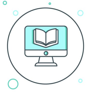 Çevrimiçi Sınıf simgesi beyaz arkaplanda izole edildi. Çevrimiçi eğitim kavramı. Renkli taslak konsepti. Vektör