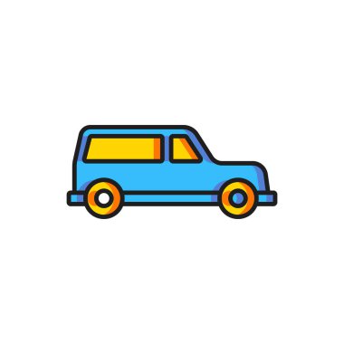 Color Hearse car icon isolated on white background. Flat filled outline style with shadow. Vector clipart