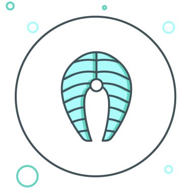 Line Fish biftek ikonu beyaz arka planda izole edilmiş. Renkli taslak konsepti. Vektör