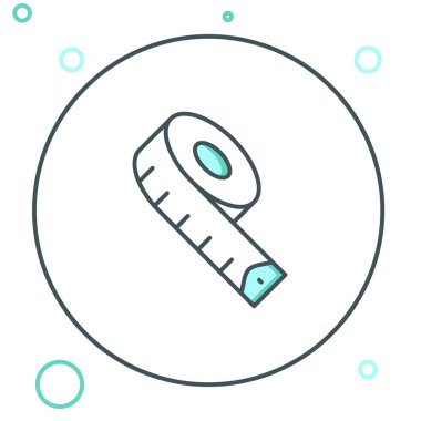 Beyaz arkaplanda çizgi mezurası simgesi izole ediliyor. mezura. Renkli taslak konsepti. Vektör