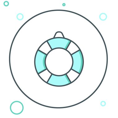 Çizgi Lifebuoy simgesi beyaz arkaplanda izole edildi. Can simidi sembolü. Renkli taslak konsepti. Vektör