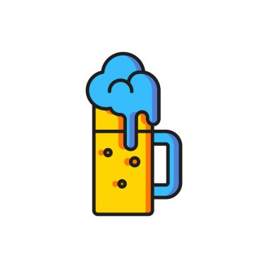 Beyaz arka planda izole edilmiş renkli ahşap bardak ikonu. Düz çizgili, gölgeli. Vektör