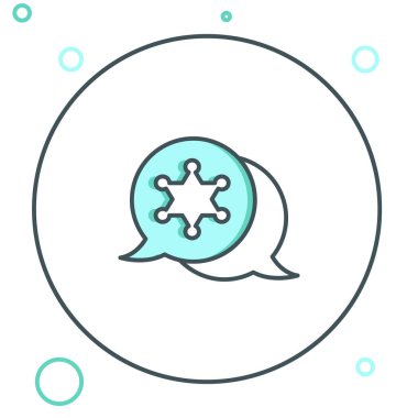 Hat Hexagram Şerif ikonu beyaz arka planda izole edildi. Polis rozeti ikonu. Renkli taslak konsepti. Vektör