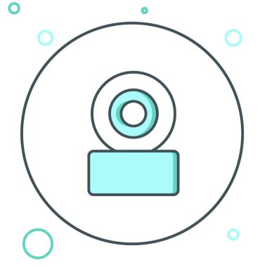 Çizgi kaykay tekerleği simgesi beyaz arkaplanda izole edildi. Kaykay tekerleği. Renkli taslak konsepti. Vektör