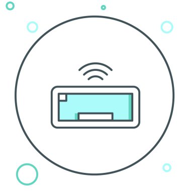 Satır Bilgisayar klavyesi simgesi beyaz arkaplanda izole edildi. Bilgisayar bileşeni işareti. Renkli taslak konsepti. Vektör