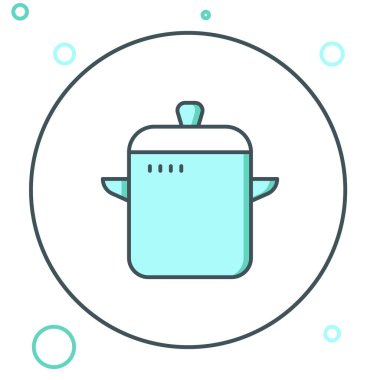 Çizgi Pişirme ikonu beyaz arkaplanda izole edildi. Haşlama ya da güveç besin sembolü. Renkli taslak konsepti. Vektör