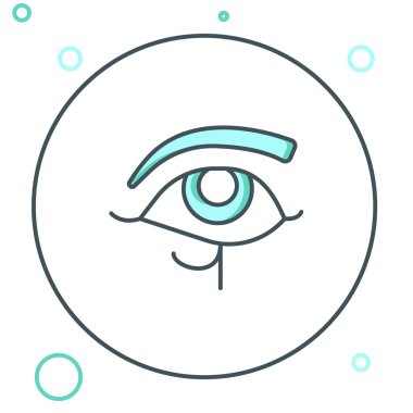 Horus 'un Çizgi Gözü simgesi beyaz arkaplanda izole edildi. Eski Mısır tanrıçası Wedjet korunma, kraliyet gücü ve sağlığın sembolü. Renkli taslak konsepti. Vektör