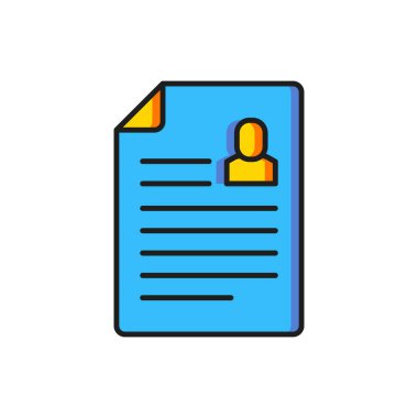 Renkli Devam simgesi beyaz arkaplanda izole edildi. Özgeçmiş başvurusu. Profesyonel personel aranıyor. Personel analizi devam ediyor. Düz çizgili, gölgeli. Vektör