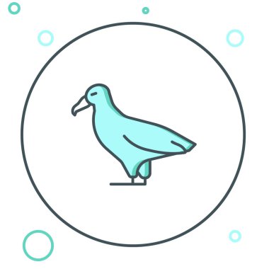 Albatros simgesi beyaz arkaplanda izole edildi. Renkli taslak konsepti. Vektör