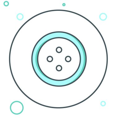 Giysi simgesi için çizgi dikiş düğmesi beyaz arkaplanda izole edildi. Giysi düğmesi. Renkli taslak konsepti. Vektör