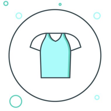 Beyaz arkaplanda çizgi tişört simgesi izole edildi. Tişört. Renkli taslak konsepti. Vektör