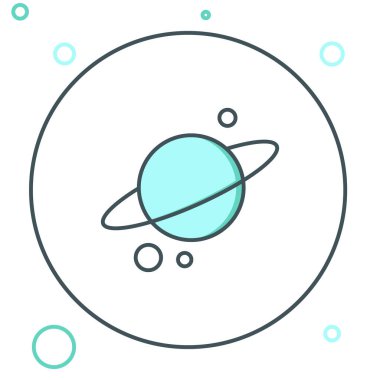 Gezegen Satürn 'ün beyaz arka planda izole edilmiş gezegen halka ikonu. Renkli taslak konsepti. Vektör