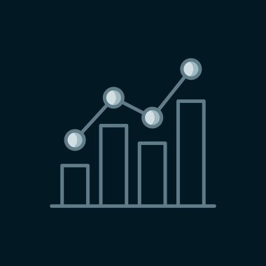 Çizgi Pastası grafiksel simgesi siyah arkaplanda izole edildi. Diyagram çizelgesi. Düz çizgili, gölgeli. Vektör
