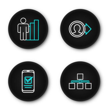 Hiyerarşi çizelgesi, Smartphone, hesap ekranı ve Üretken insan simgesi oluştur. Vektör