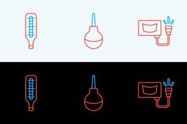 Ultrason, medikal termometre ve Enema simgesini ayarla. Vektör