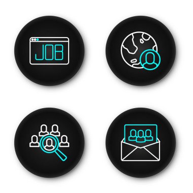 Hat Proje tabanı, arama işi için büyüteç, Globe ve insanlar ve Arama simgesi oluşturun. Vektör