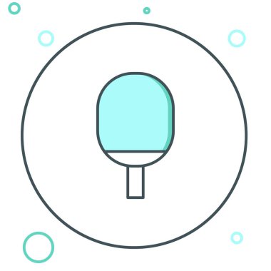 Masa tenisi ikonunu oynamak için hat raketi beyaz arkaplanda izole edildi. Renkli taslak konsepti. Vektör