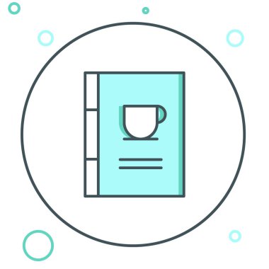 Çizgi kahve kitabı simgesi beyaz arkaplanda izole edilmiş. Renkli taslak konsepti. Vektör