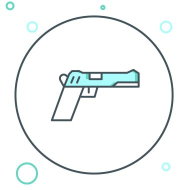 Beyaz arkaplanda Hat Tabancası veya silah simgesi izole edildi. Polis ya da askeri silah. Küçük ateşli silah. Renkli taslak konsepti. Vektör