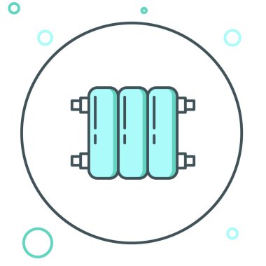 Beyaz arkaplanda izole edilmiş çizgi ısıtma radyatörü simgesi. Renkli taslak konsepti. Vektör
